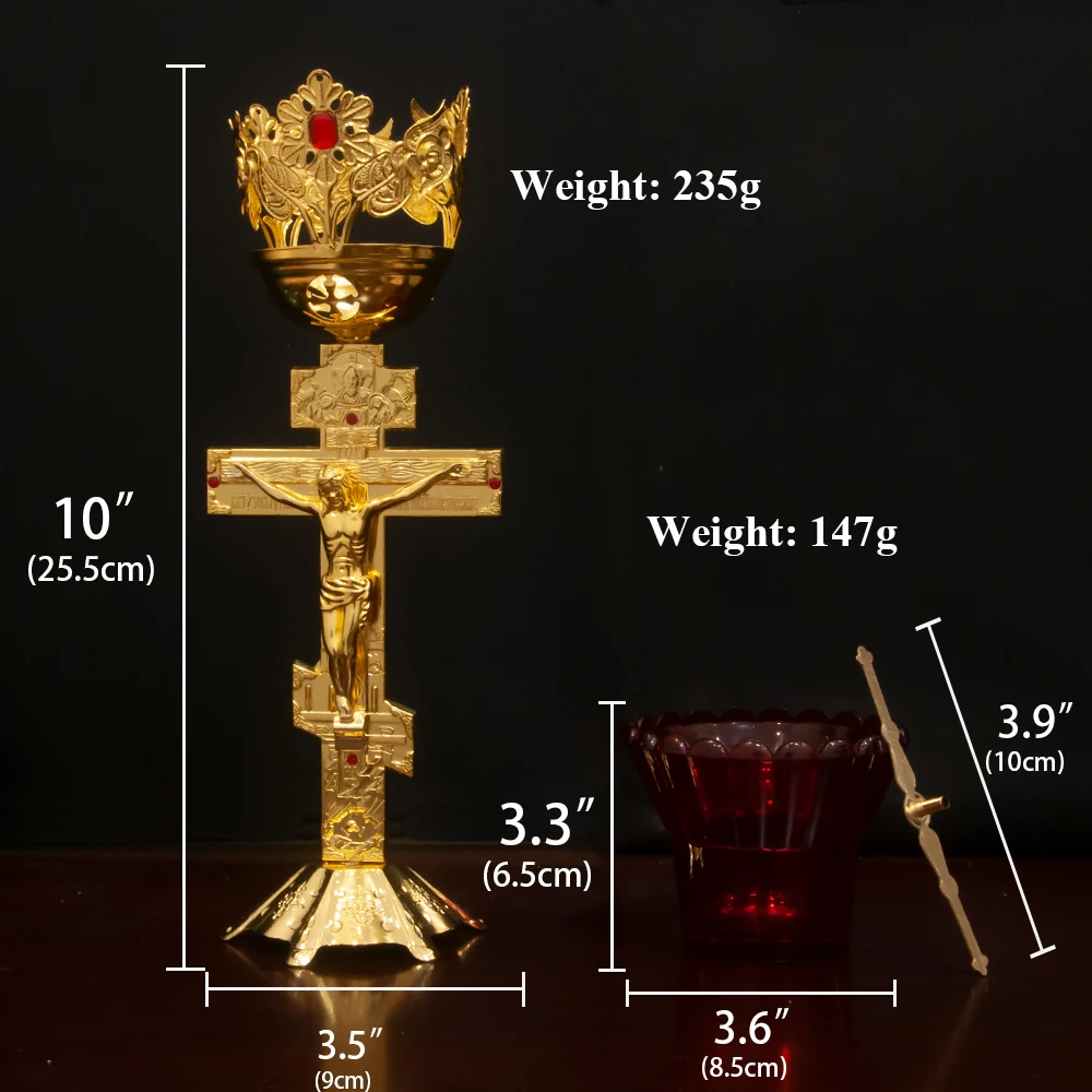 Décoration de table bougeoir d'église, traditionnelle de Jésus orthodoxe, debout en métal ci-après, porte-bougie pour la maison ou le culte