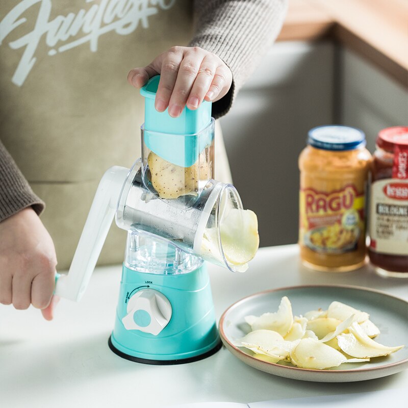 Vegetable Slicer Manual Vegetable Chopper 3 in1Round Grater Multifunctional Cutter Potato Spiralizer Gadgets Kitchen Accessories