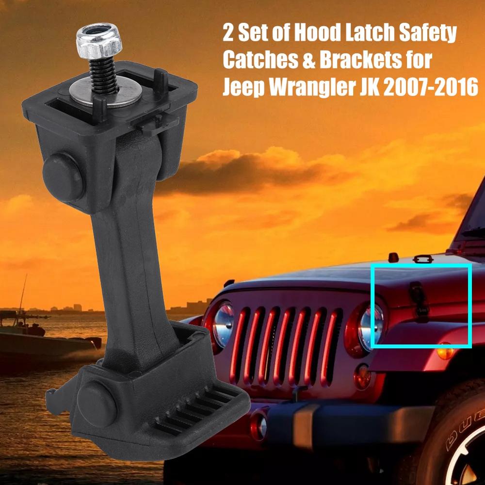 2 conjunto Capô Trava Travas De Segurança & Suportes para Jeep Wrangler JK 2007 2008 2009 2010 2011 2012 2013 2014 2015 2016 55395653AF