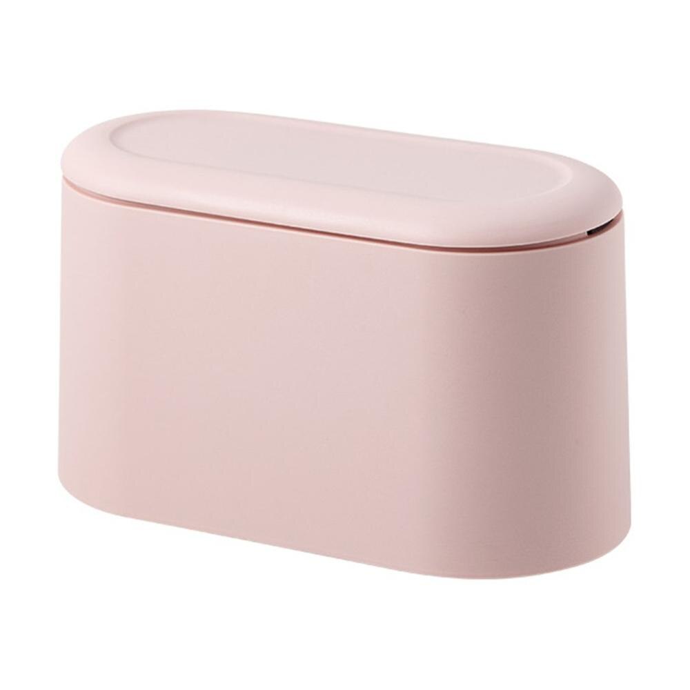 Mini Desktop Trash Can Push-up Cover Double-layer Trash Bin PP Countertop Wastebasket Press Neutral /: Pink