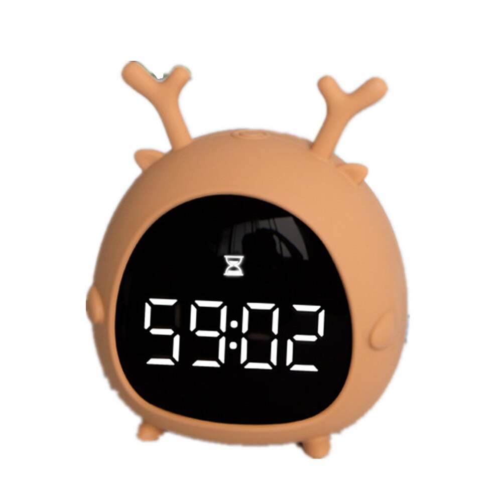 Digital Alarm Clock USB Charging Cartoon Pet Elf Clock for Kids Multifunctional Silicone Electronic Clock with LED Night Light: USB Charge C