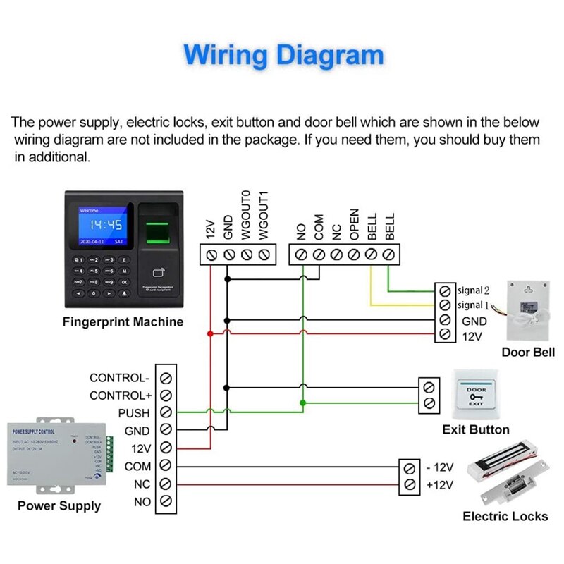 Intelligent Biometric Fingerprint Time Attendance Machine Check-in Device Access Control Keypad with RFID Key Fobs