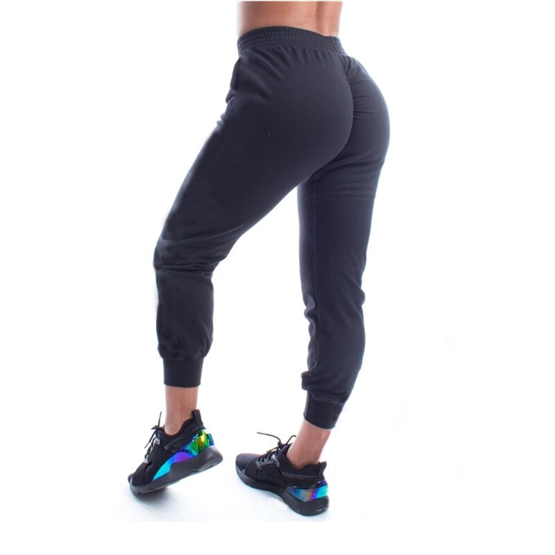 Casual sportjoggingbroek dames hoge taille effen kleur fitness hardlopen jogging sportbroek joggingbroek: Zwart / S
