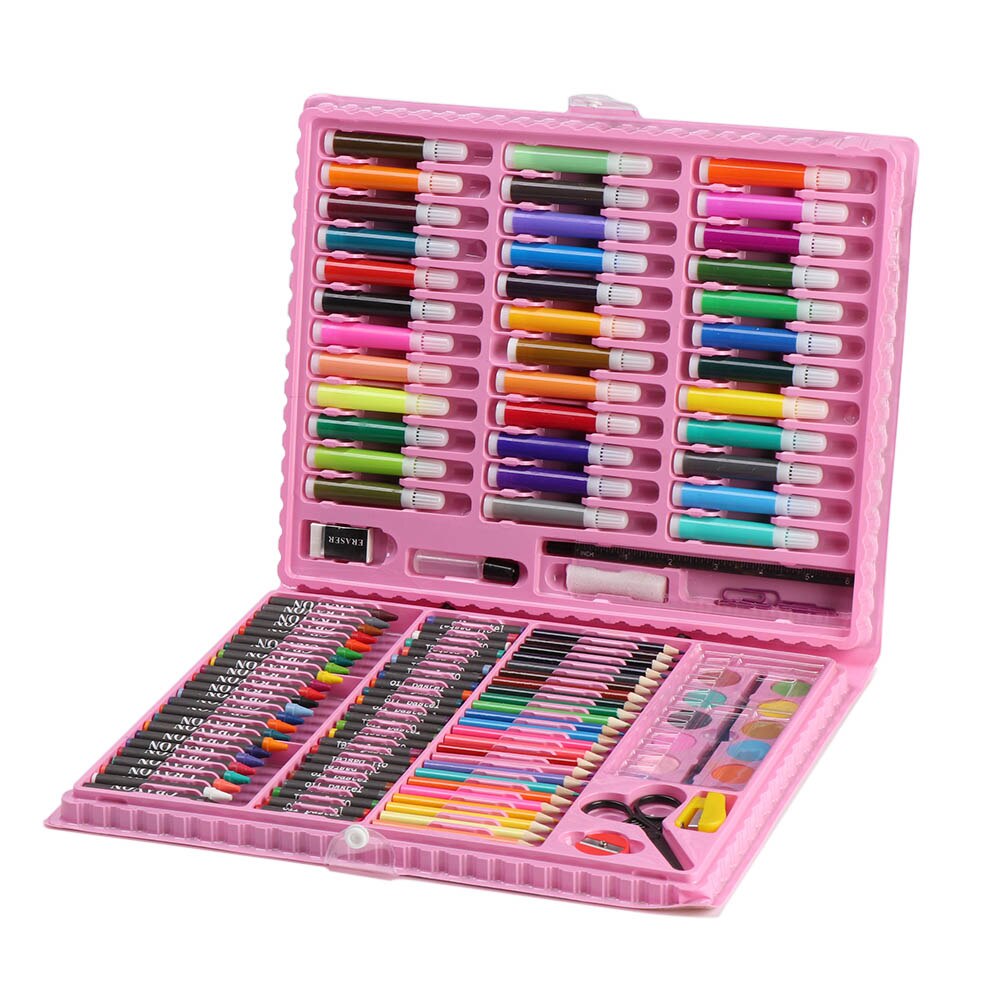150 pçs/set crianças arte desenho da água cor lápis lápis pastel óleo pintura graffiti ferramenta artigos de papelaria kit: pink