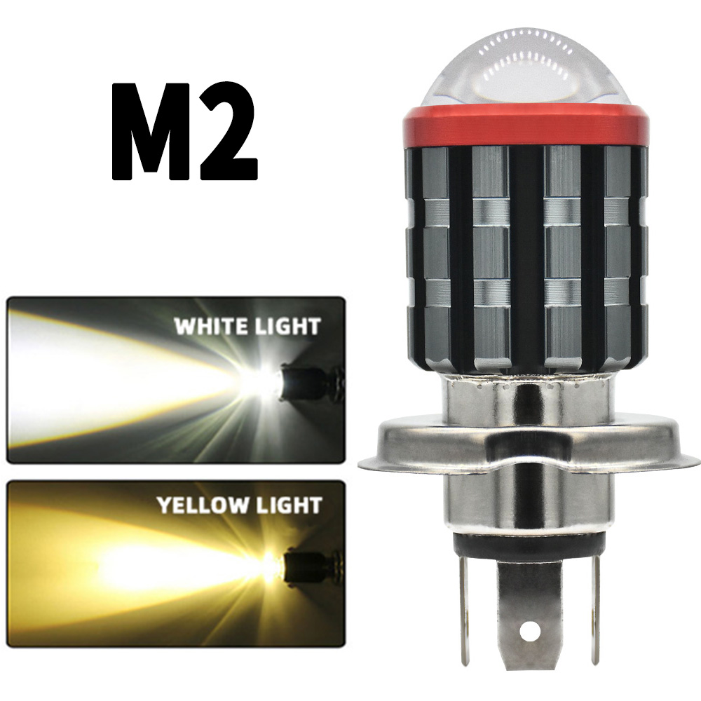 H4 LED LENS Moto Auto Headlight AC/DC 8-80V Moto Moto Autobike Canbus proiettore lampadina Hi/Lo Beam Lamp High Power: Army Green