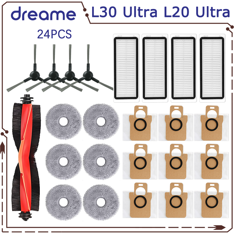 Dreame L20 Ultra L30 Ultra X20 Pro Robot Vacuum Parts Main Side Brush HEPA Filter Mop cloth Pad Dust Bag Spare accessories: Chocolate