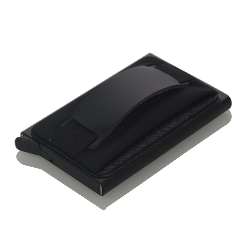 Mannen Creditcardhouder Automatische Kaarthouder Aluminium Mini Portemonnee Met Back Pocket Id-kaart Rfid Blocking Portemonnee: black