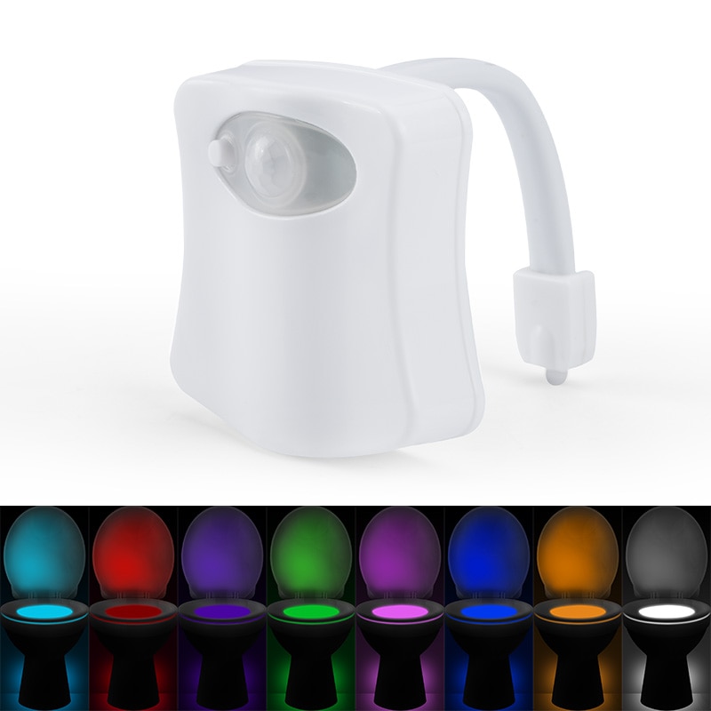 Lampe de toilette étanche pour enfants, 8 couleurs, éclairage intelligent avec détecteur de mouvement PIR, idéal pour les toilettes LED, rétro-éclairage de chevet