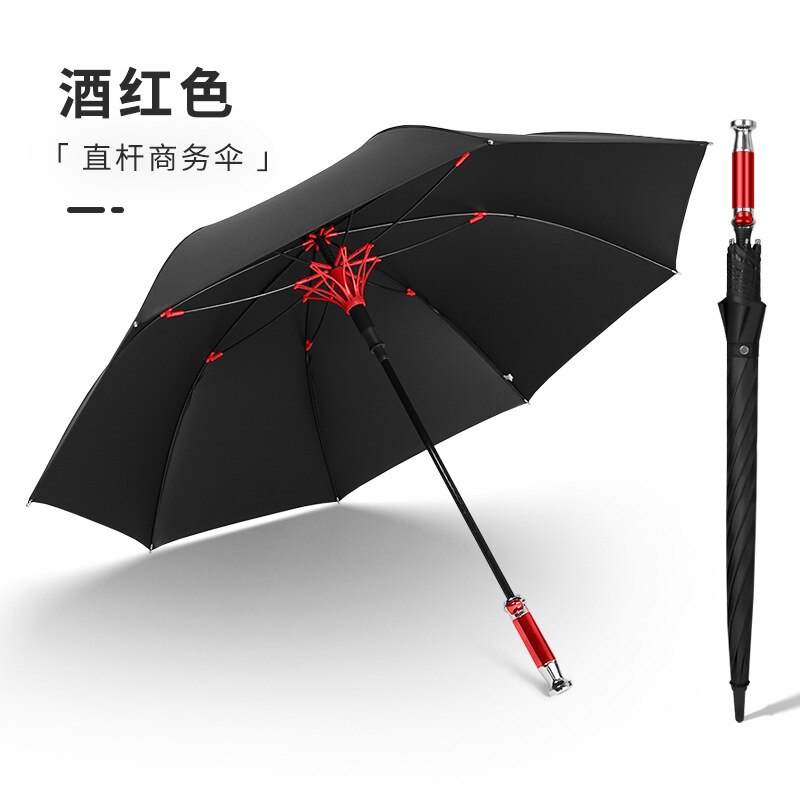 Paraguas de golf para hombre, sombrilla de mango largo automática resistente al viento, con recubrimiento negro, doble VIP: Red handle