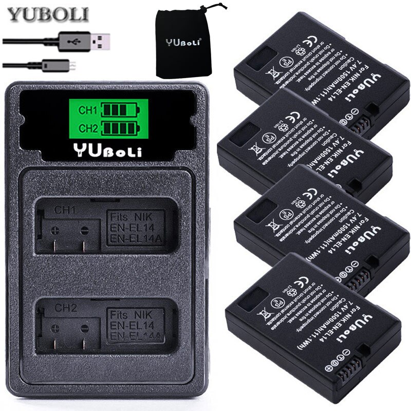 Decoded bateria ENEL14 en-el14a EN EL14 EL14A EN-EL14 Battery For nikon Coolpix D3100 D3200 D3300 D5100 D5200 D5300 P7000 P7100: charger and 4battery