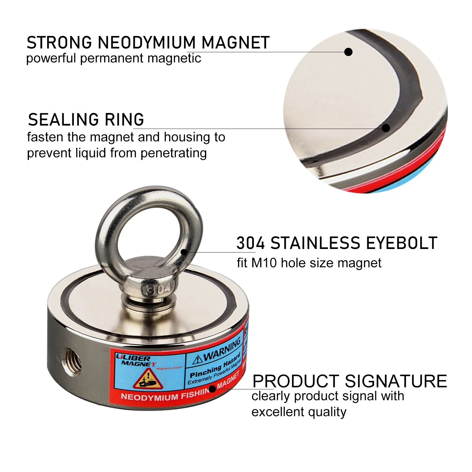 stärker Neodym-Magnet, doppelseitiger Suchmagnet, Haken, Super Energie Bergung Angeln, magnetisch, D48MM-D74MM, Stahlbecherhalter