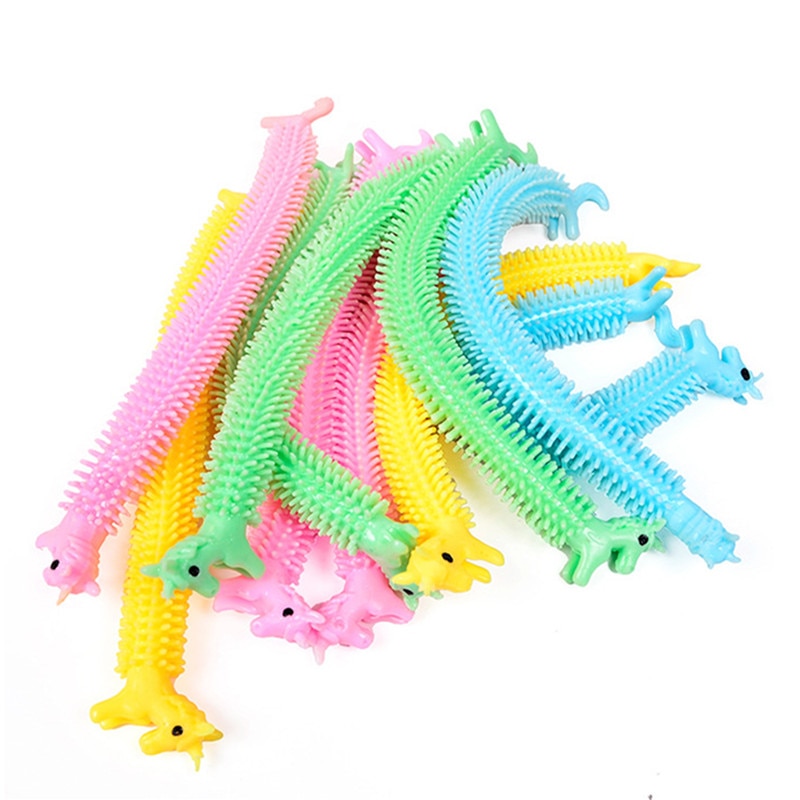 3pcs Worm Noodle Stretch String TPR Rope Anti Stress Toys String Fidget Autism Vent Toys Random Color