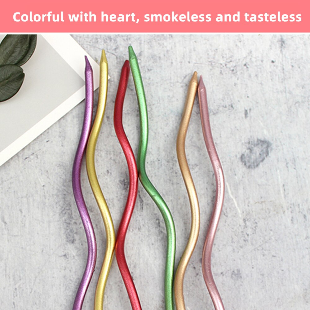 Threaded Birthday Cake Candle Curved Cake Birthday Candles Long Thin Candles For Birthday Wedding Party Decorations Supplies