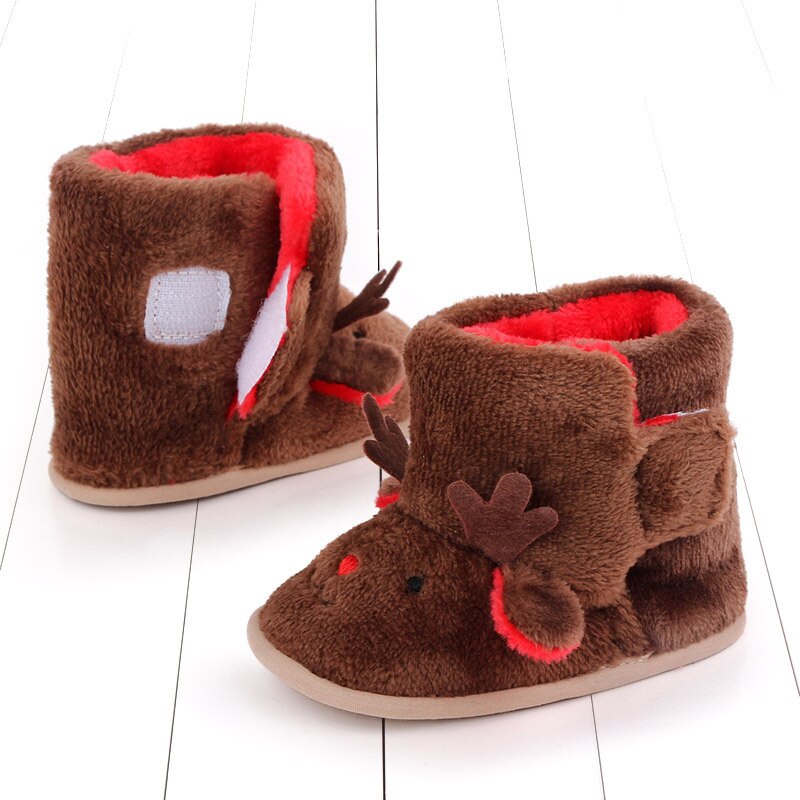 Newborn Infant Baby Girls Boys Snow Boots Christmas Winter Warm Baby Shoes Solid Button Plush Ankle Boots 0-18M