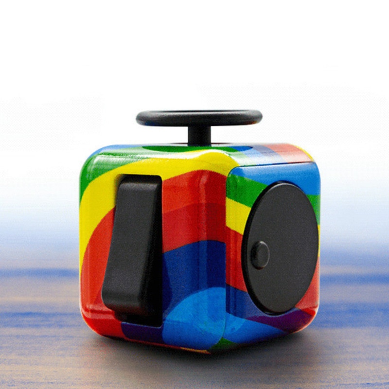 Hand Cube For Anxiety Relief Focus Kids 6 Sides Magic Button Anti Stress Cube Vinyl Desk Spinner Toys 3.3cm Relaxation