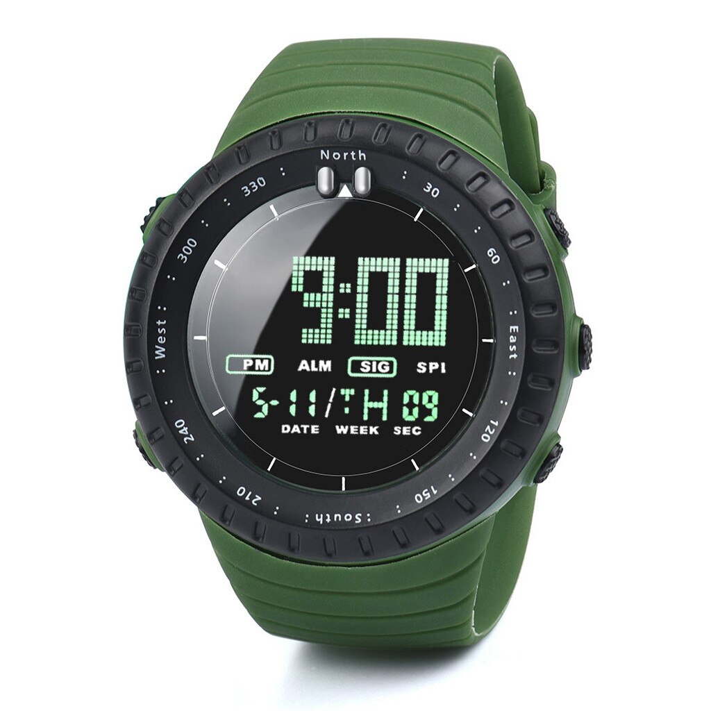 ¡Novedad de ! Reloj Digital electrónico LED a la , relojes deportivos para hombre, Reloj de pulsera, Reloj de pulsera de Saat Hour: Green