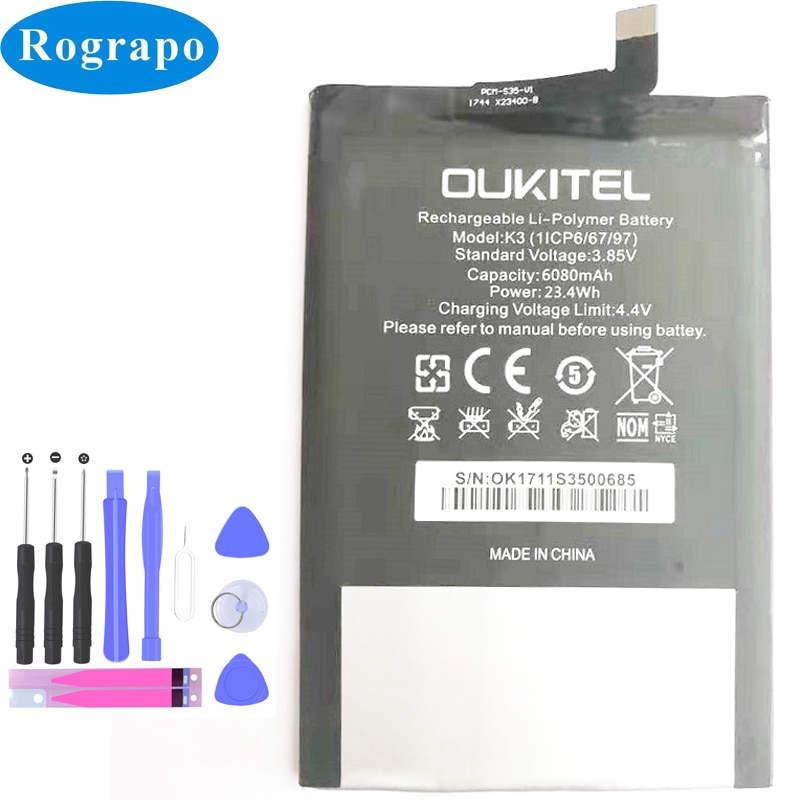 Nuovo 6080mAh Potente K3 Batteria di Ricambio per Oukitel K3 (1ICP6/67/97) bateria Baterij accorto Telefono Batterie