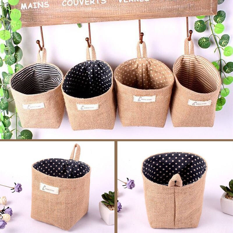 Cotton And Linen Hanging basket storage bag Folding Toy Laundry Basket Sundries Organizer Pocket Organizer Hanging Bag