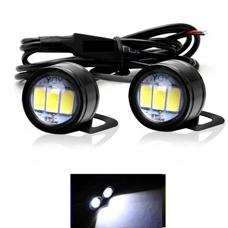2 pièces moto oeil d'aigle lumière 12V diurne oeil lumière LED inverse sauvegarde stroboscopique Flash aigle lampe: Black / Bleu