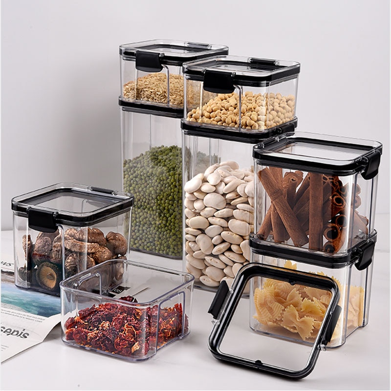 Airtight Food Storage Container Plastic Kitchen Refrigerator noodle Breadbasket Sugar Flour Baking Supplies Pantry organizer