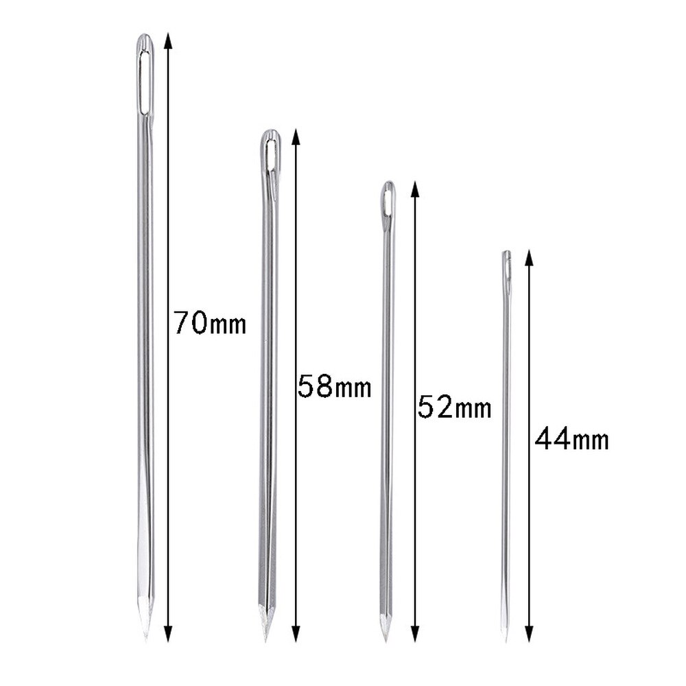 Aguja de acero inoxidable para coser cuero, herramientas de costura a mano, 4,4/5,2/5,8/7,0 cm, 20 Uds.