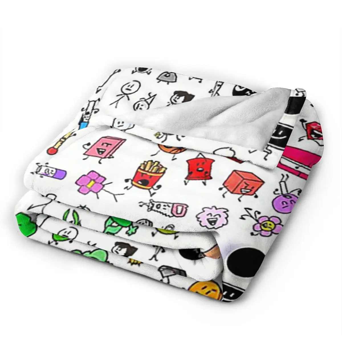 BFDI All Characters (Transparent) Blankets Soft Warm Flannel Throw Blanket Bedding for Bed Living room Picnic Travel Home Couch