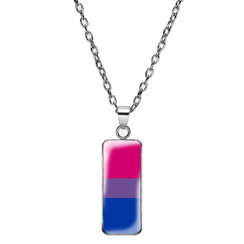 Lgbt Gay Pride Flags Necklace they Theirs Pronouns Rainbow Pride Flag Necklaces Pendant Art Print Rectangular Jewelry лгбт: Style 8