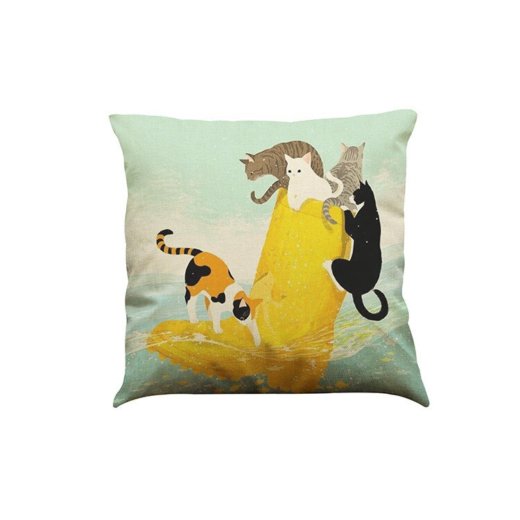 Mignon chat impression housse de coussin Kissen oreillers décoratifs pour canapé-lit maison taie d'oreiller Cojines Decorativos Para Sofá: F