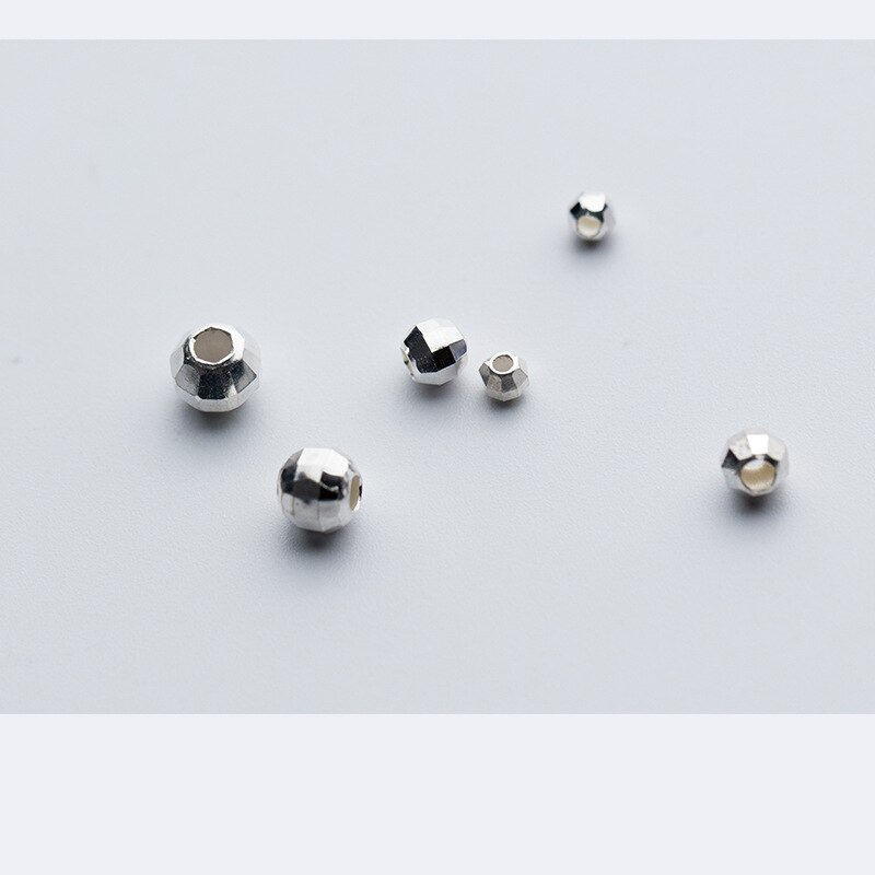 10 unids/lote 925 plata esterlina amatista cuentas espaciadoras sueltas 3mm 4mm 5mm DE FÚTBOL pequeño plata cuentas de oración la fabricación de la joyería DIY