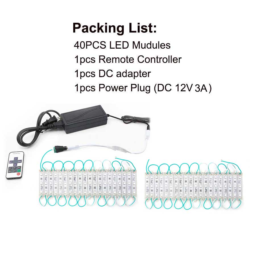 Led Modules Licht Smd 5050 3LED DC12V Waterdichte Advertentie Teken Letters Lamp Storefront Decor Modules Lights Kit Groene Kleur: 40PCS Kit