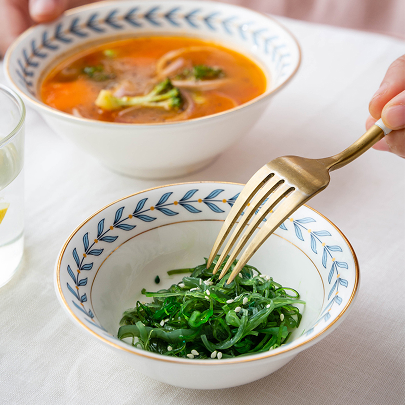 KINGLANG nowy liść obręczy złota ceramika płytki talerz hurtownia porcelany ryż salaterka deser ciasto danie