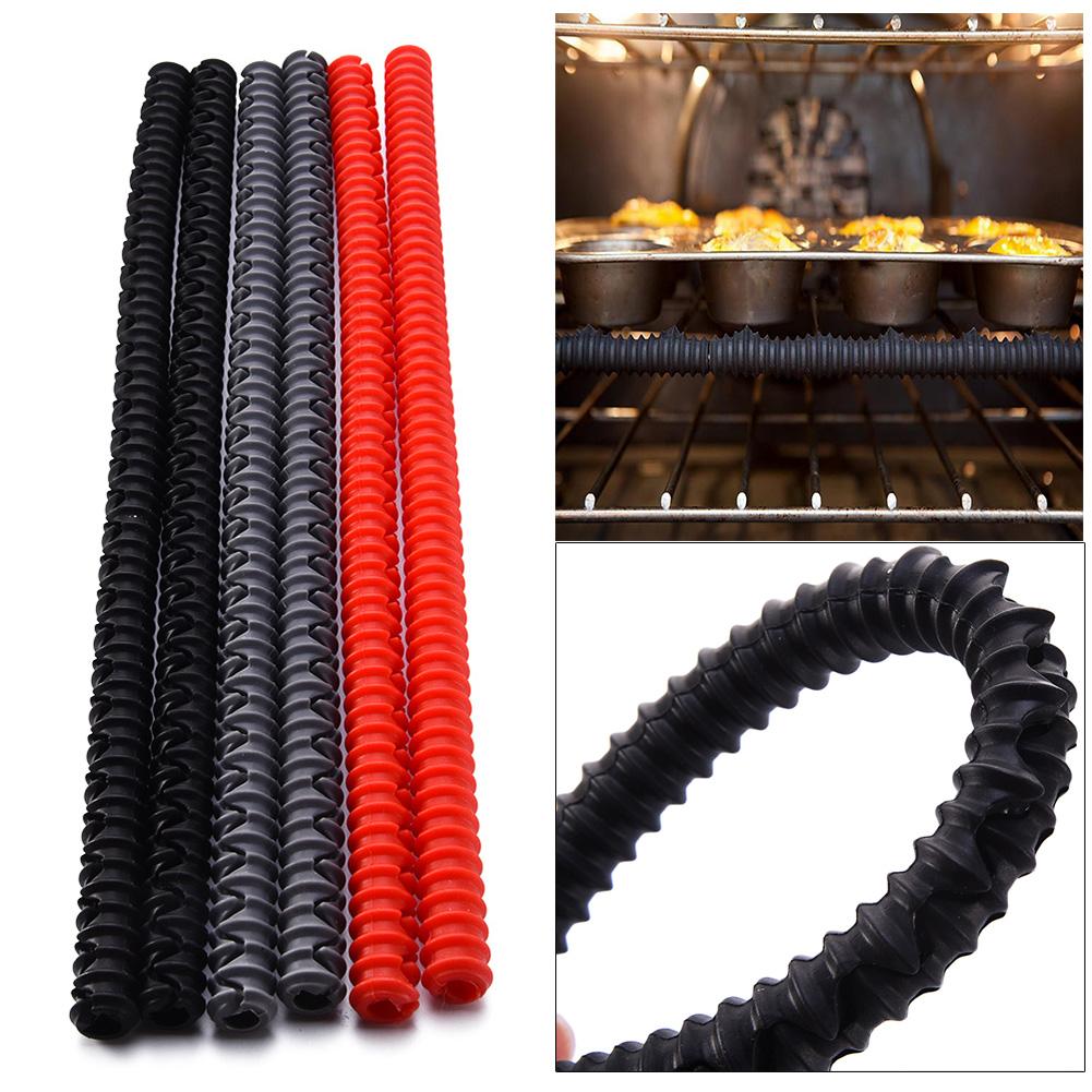 Silicone Oven Rack Guards Silicone Red Black Insulation Threaded Clip Strip Edge Protector Guard Cover Kitchen Baking Tools