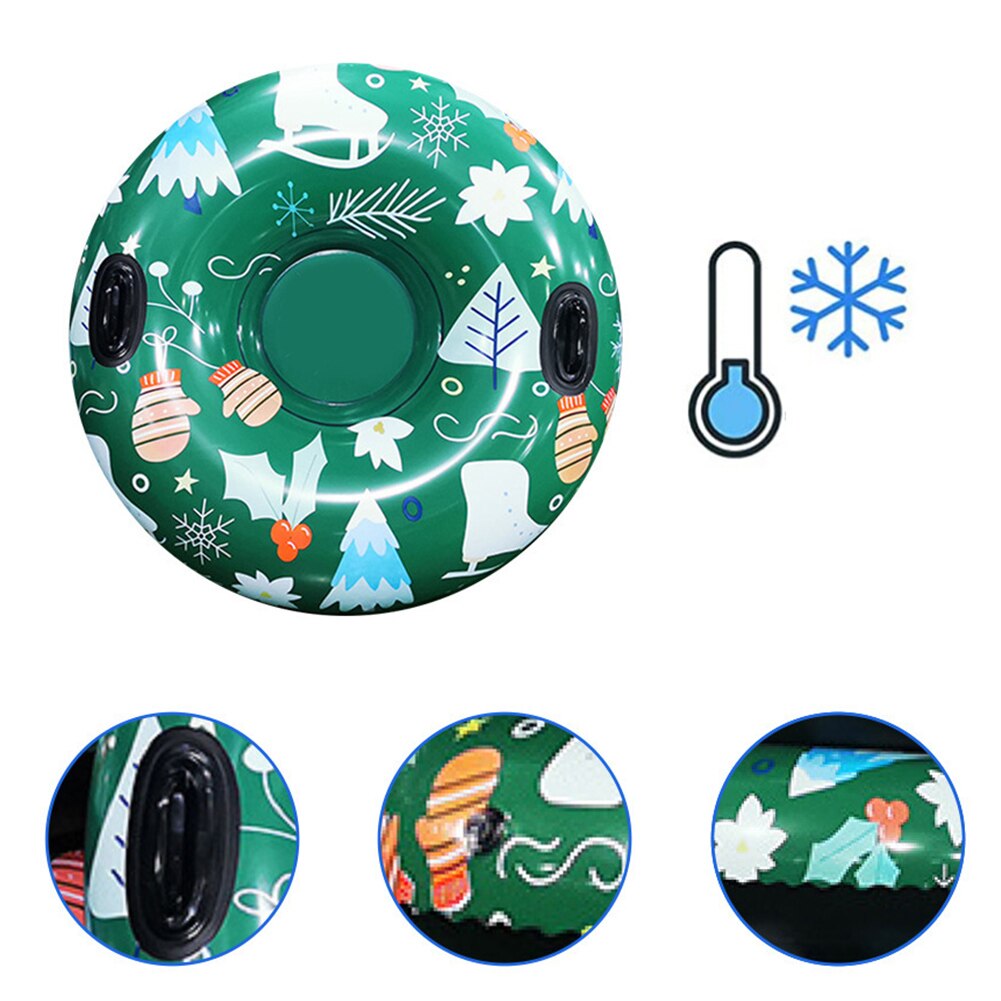 Family Round Portable Ski Circle Thickened Snow Tube Adults Childern Winter Inflatable PVC Games Outdoor Sports With Handle