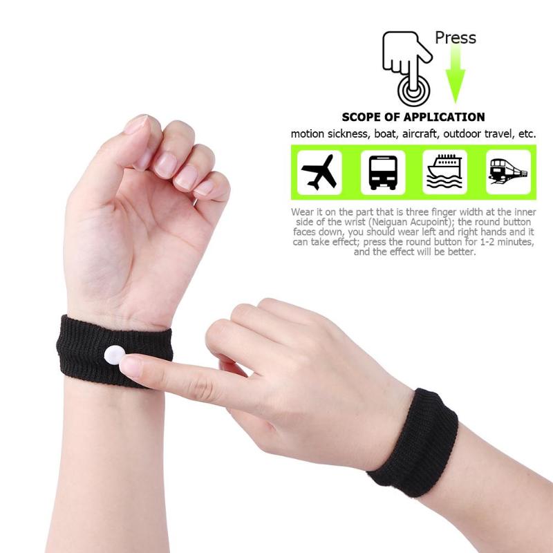 2pcs Adult Travel Morning Sickness Wrist Bands Anti Nausea Motion Sickness Car Boat Plane Wristband Wrist Support