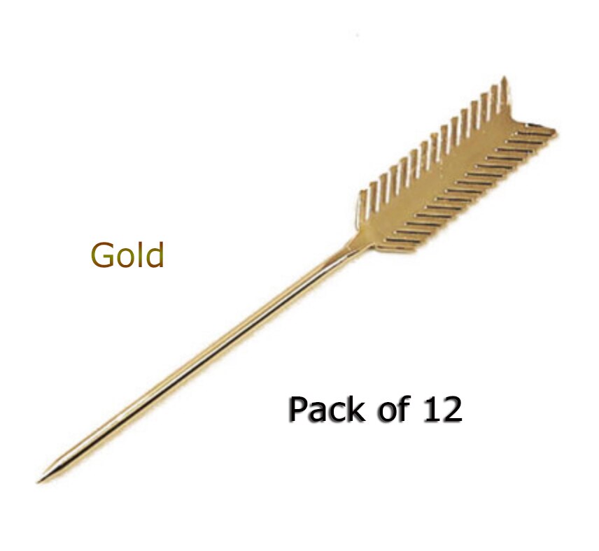 Freies Kreative Cocktail Dekoration Obst Stick Cocktail oder Martini Pick-Pack von 12 (Pfeil Form): Gold Set of 12