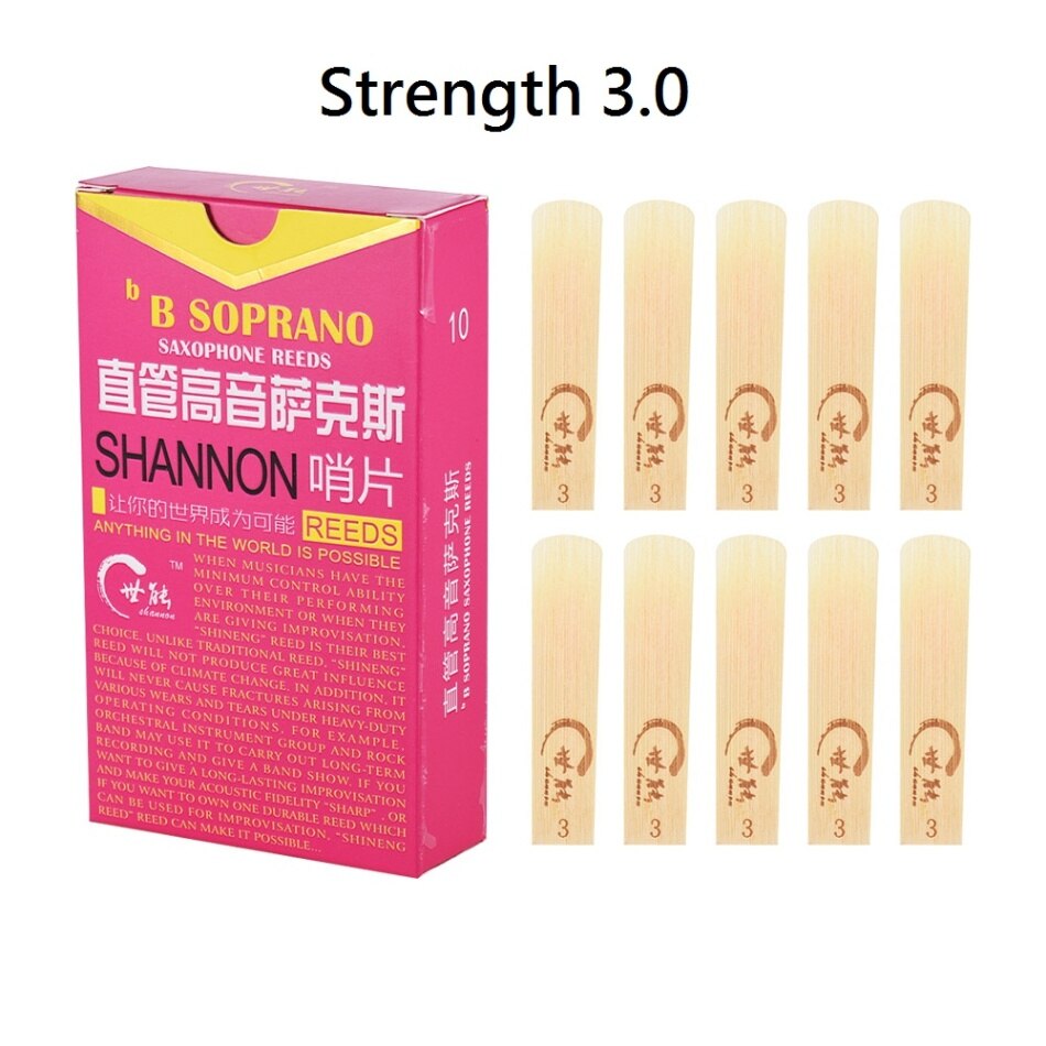 10pcs/ Box Saxophone Reeds Elementary Bb Soprano Saxophone Sax Reeds Strength 2.0/ 2.5/ 3.0 for Beginners: Strength 3.0