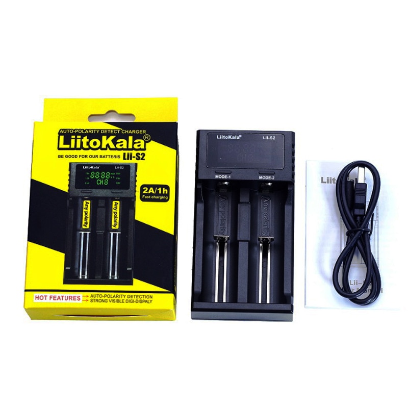 Liitokala lii -s2 lii -s4 caricabatteria, ricarica 18650 3.7v 18350 26650 21700 14500 batteria al litio nimh