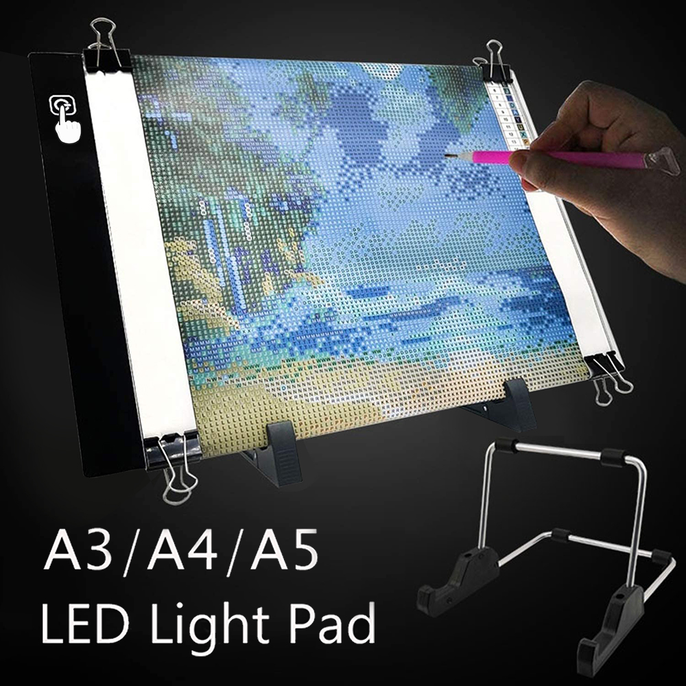 A5/A4 /A3 LED Light Pad Board 5d Diamond Painting Tracing Copy Board with 3 Level Brightness USB Powered Drawing Tablet