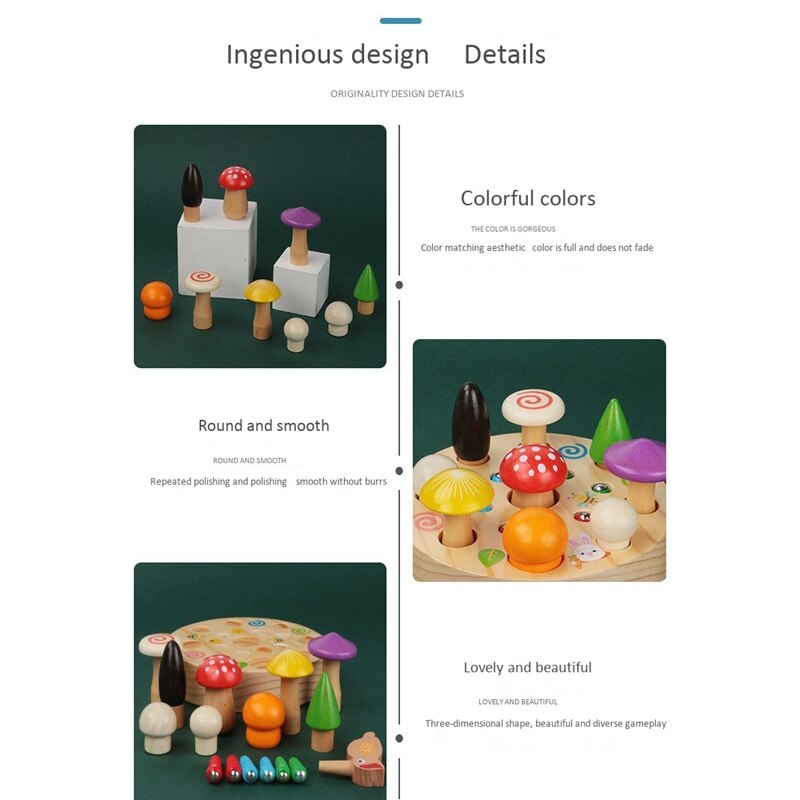 Boy and Girl Wooden Fishing Game Early Education Puzzle Childrens Bird Catching Insects Feeding netic Play