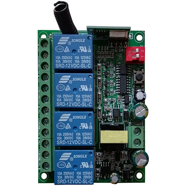 433MHZ AC110V 220V 10A 4CH Relay Switch RF Wireless Remote Control System Receiver Transmitter 433mhz Fan/Motor Garage Doors