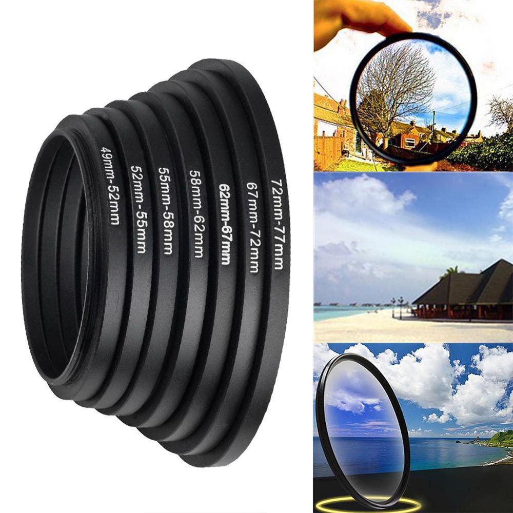 1 stks 49-52mm 52-55mm 55-58mm 58-62mm 62- 67mm 67-72mm 72-77mm 77-82mm Metalen Step Up Ring Lens Adapter Mount Voor Came