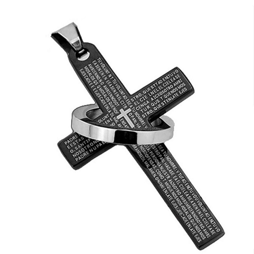 Rvs Cross Heer En Halo Ring Hanger Statement Ketting Voor Vrouwen Meisjes