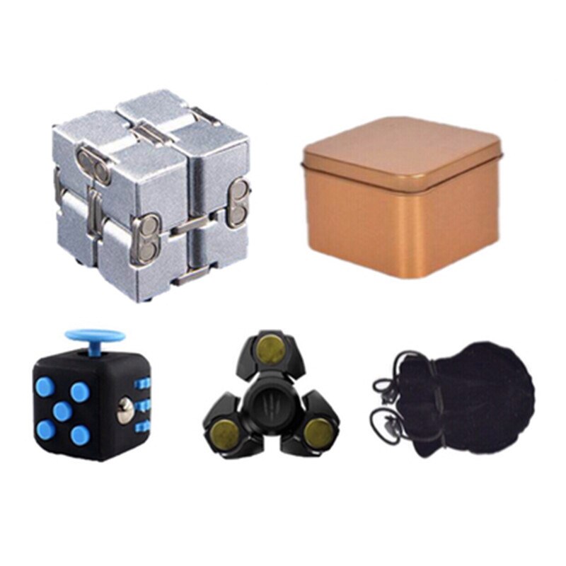 WINCOTEK Premium Metallo Infinity Cubo Giocattolo Lo Stress Mitigatore di Alluminio Deformazione Cubo Magico Giocattoli per chilren per EDC Ansia: Silver kit