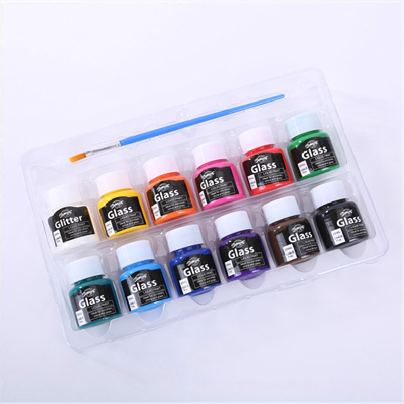 12 farver glaspigment akrylpigment tekstilstofpigment diy håndmalet keramisk maling