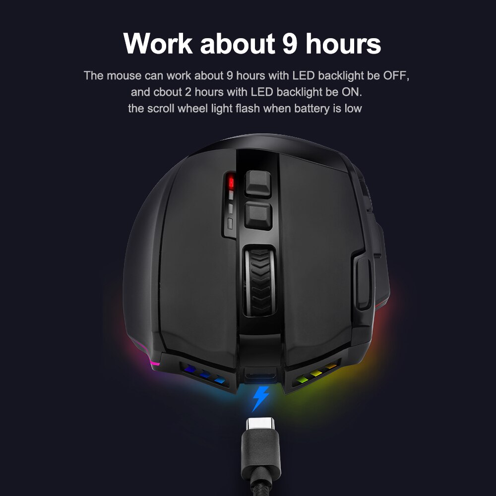 Redragon M801P RGB USB 2.4G Wireless Gaming Mouse 16400 DPI 10 buttons Programmable ergonomic for gamer Mice laptop PC computer