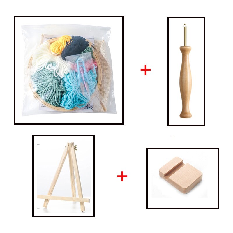 Magic Embroidery Pen Punch Needle Kit Craft Embroidered Threads Cross Stitch Art Hand Hoop DIY Knitting Sewing Accessory Tools: Full set