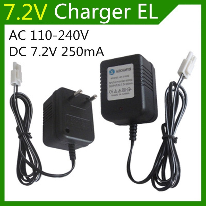 7.2V 250mA battery charger For 7.2 V AA NiCd and NiMH battery charger For RC toy car EL plug AC 110-240V DC 7.2V 250mA U.S Plug