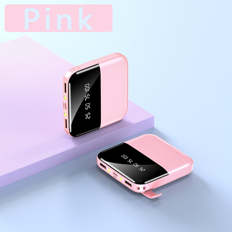 30000 mah mini power bank til iphone 6 7 8 xiaomi  mi 9 powerbank 30000 mah digital display oplader eksternt batteri poverbank: Lyserød