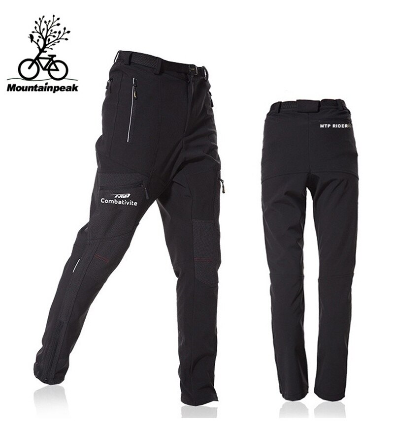 Mens Camping Hiking Pants Outdoor Windproof Thicken Fleece Softshell Pants Winter Mountaineering Trekking Bottoms MP002
