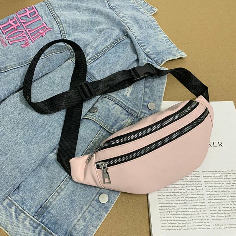 Women Waist Fanny Pack Belt Bag Travel Hip Bum Bag Small Purse Chest Pouch: Pink